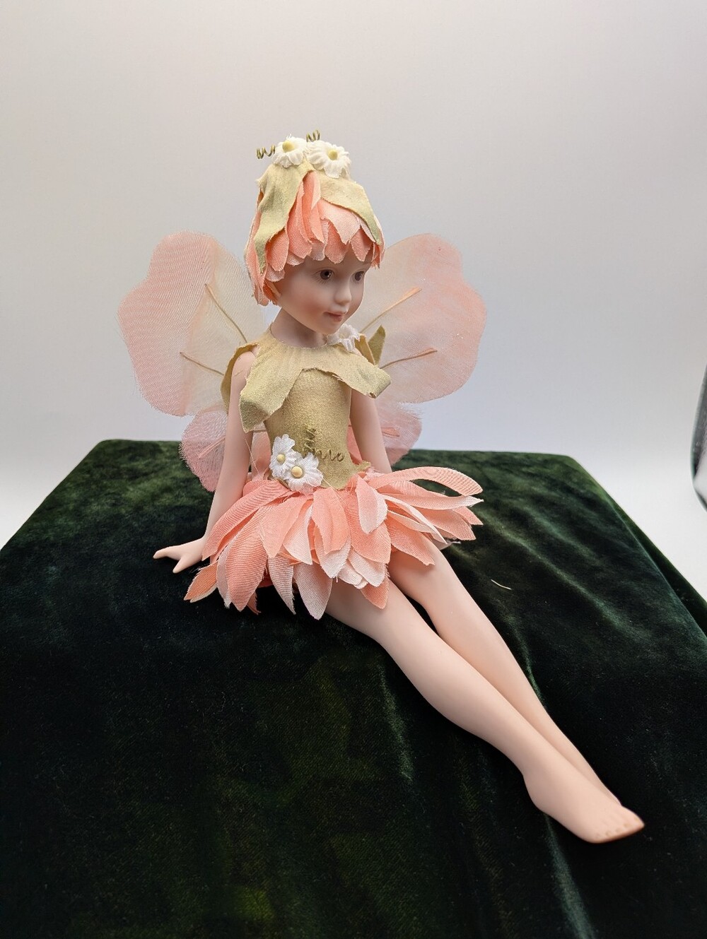 Vintage Fairyland Fantasies Green Tree Collectable Porcelain Doll Peach Pink